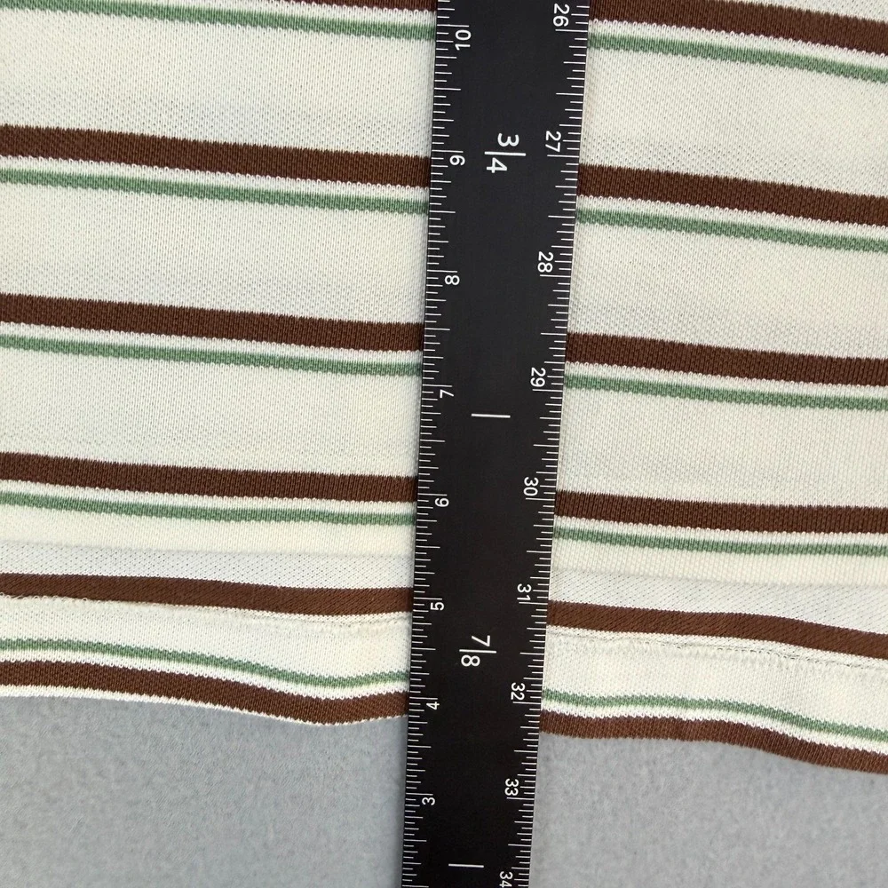 Polo Ralph Lauren Men's XL Striped Cotton Pique Polo Shirt White Brown Green